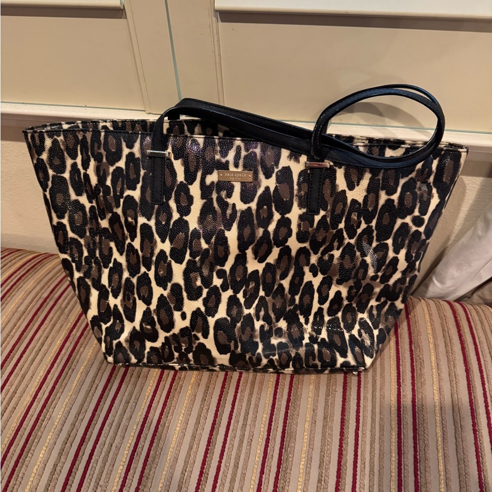 Kate Spade  Brown and Black Tote Bag with Leopard Print